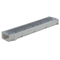 Caniveau béton polymère MEAGARD 200 avec grille caillebotis maille 30/10 A15 - Largeur 200 mm - Longueur 1 m