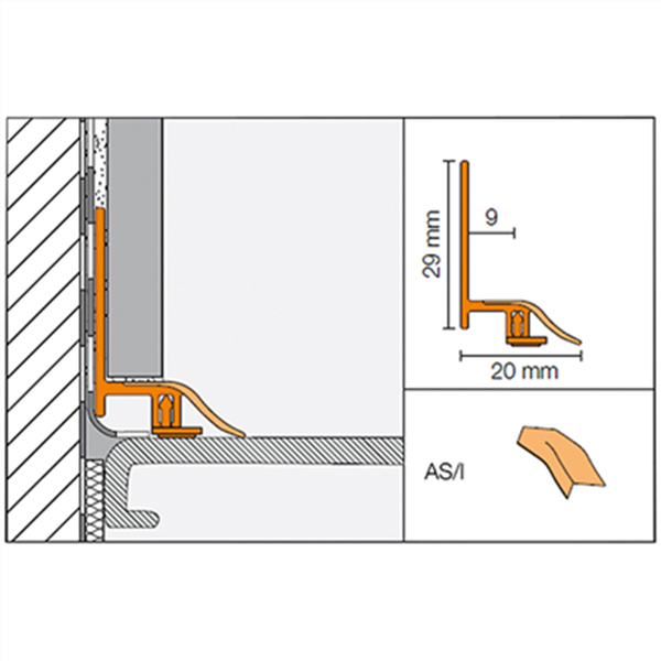 Angle rentrant DILEX I/AS20BW pour profilé de jonction Dilex AS20BW - Blanc brillant
