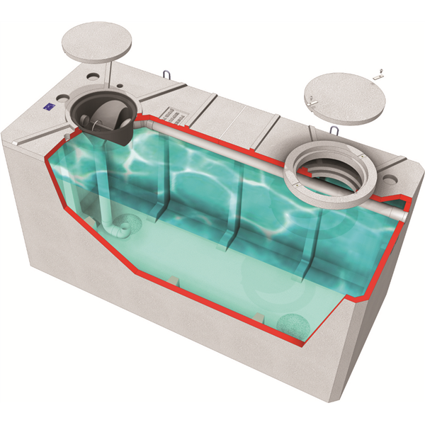 Citerne Filtroclair 5000 litres basse avec 1 tampon sécurisé + encadrement