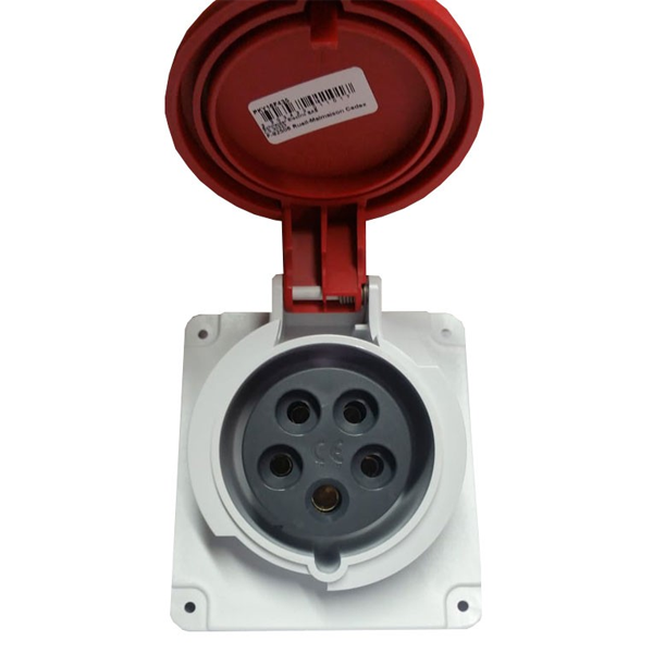 Socle de prise industrielle coudée 3P+N+T Schneider PratiKa - IP44 - IK08 - 32 A - 380 à 415 V