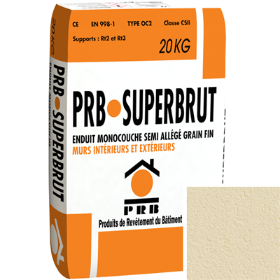 Enduit monocouche semi-allégé à grain fin PRB Superbrut type OC2 - Vieux Tuffeau - sac de 20 kg