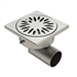 Siphon de douche en inox - cloche avec garde d'eau de 15 mm - 100 x 100 mm - sortie latérale 40 mm