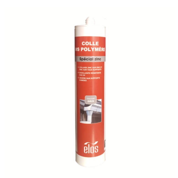 Mastic colle MS polymère spécial Zinc - Elos - cartouche 290 ml - couleur gris