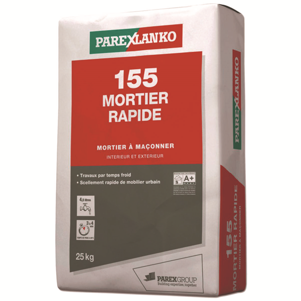 Mortier à maçonner - Mortier Rapide 155 Parexlanko - Sac de 25 KG