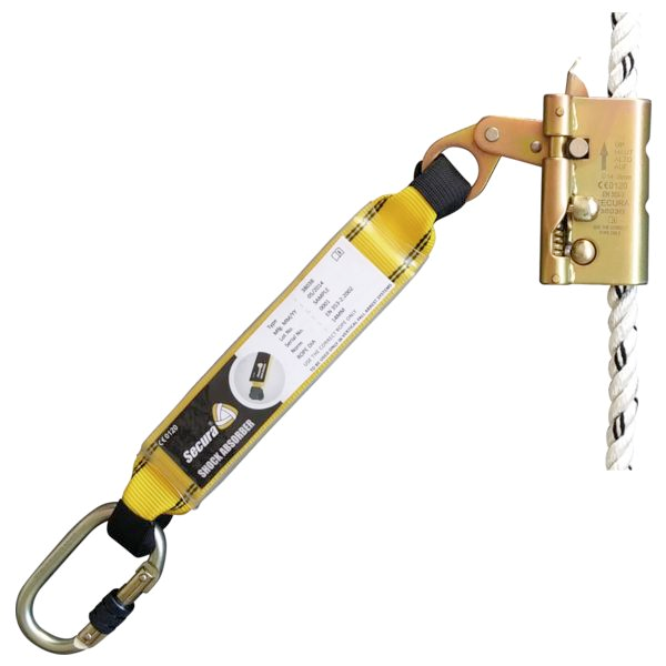 Antichute stop chute coulissant Levac avec absorbeur de chocs et mousqueton à vis - Usage vertical uniquement