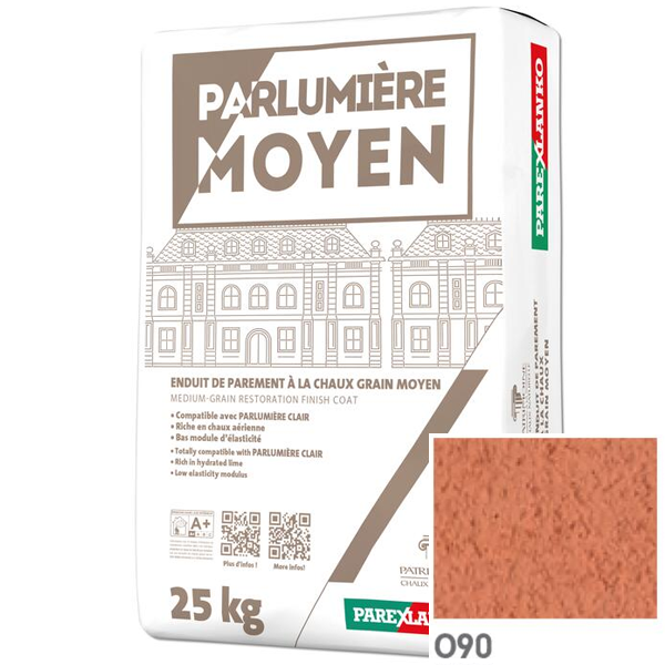 Enduit de parement à la chaux à grain moyen Parexlanko Parlumière - O90 Brique naturel - Sac de 25 KG