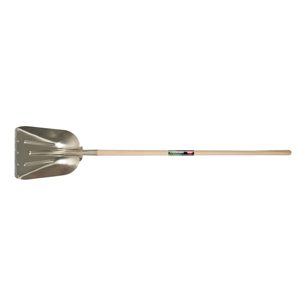 Pelle à grain Polet aluminium 410 x 330 mm renforcée, manche frêne de 130 cm