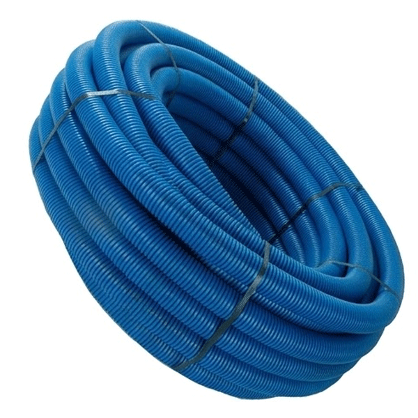 Gaine TPC en polyéthylène annelée bleue pour canalisations eau potable - Diamètre 63,0 mm - Couronne 25,00 m