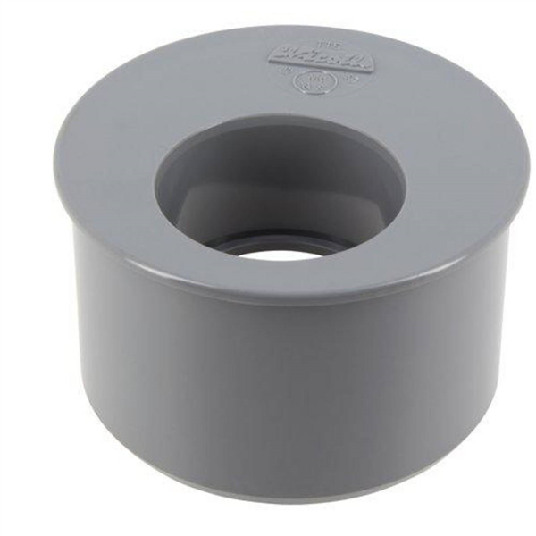 Tampon de réduction simple à coller - Mâle / femelle - Ø 93 / 50 mm - PVC - Gris