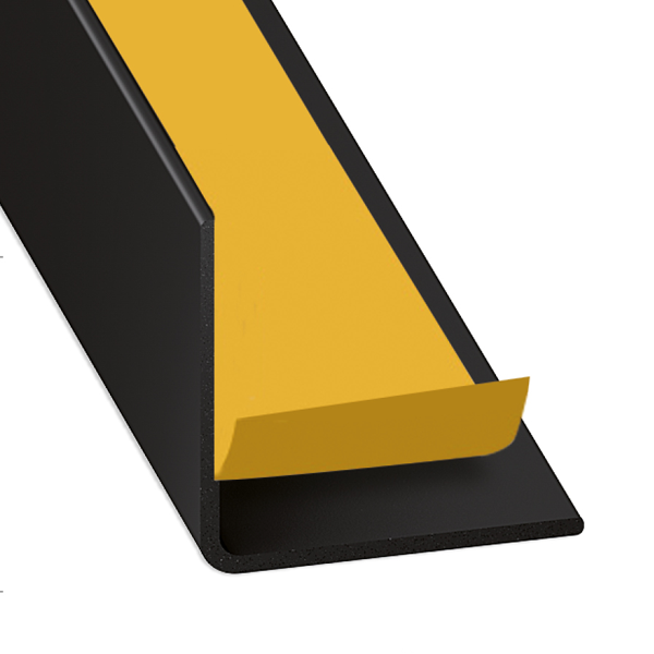 Cornière d'angle adhésive PVC noir laqué - 20 x 20 mm - longueur 1.3 m