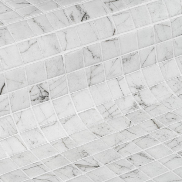 Mosaïque en émaux de verre antidérapants Zen - carreau de 2,5 x 2,5 cm - trame de 49,5 x 31,2 cm - Carrara