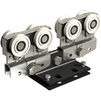 Monture double de portail en porte-à-faux Mantion 9958N pour rail alu 10500 PAF avec 8 galets à bandage nylon - Lot de 2