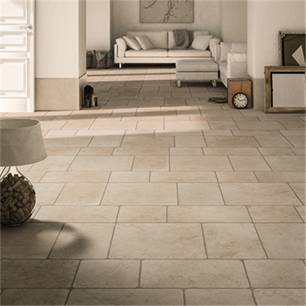 Carrelage intérieur en grès cérame effet pierre Pietra Di Lecce - 30,0 CM x 30,0 CM - ép. 9,00 MM - Avorio