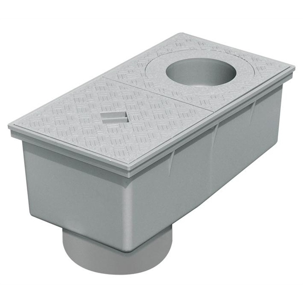 REGARD DESCENTE EAUX PLUVIALES 320X165 GRIS SORTIE VERTICALE