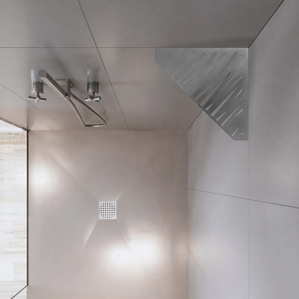 Étagère de douche en acier Inox brossé - forme Pentagone design Tiger - 36,0 CM x 26,0 CM x 3,00 MM