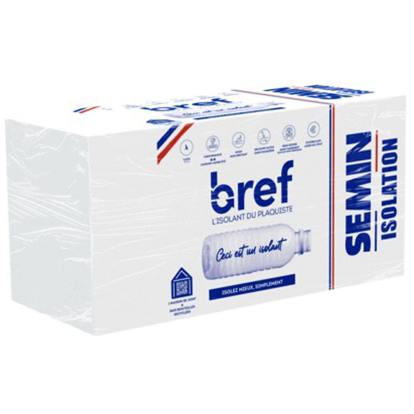 Panneau isolant en bouteilles recyclées pour cloison comble mur et plancher - Bref - R 1,30 m².K/W - 1,25 M x 0,60 M - ép. 45 MM
