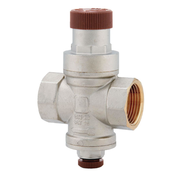 Réducteur de pression femelle avec prise manomètre - Entrée 15 bar max - F 20 x 27 - Nickel