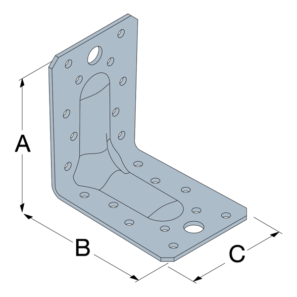 Équerre renforcée E2/2.5/7090 Simpson Strong-Tie - 90 x 90 mm - largeur 65 mm - ép. 2.5 mm