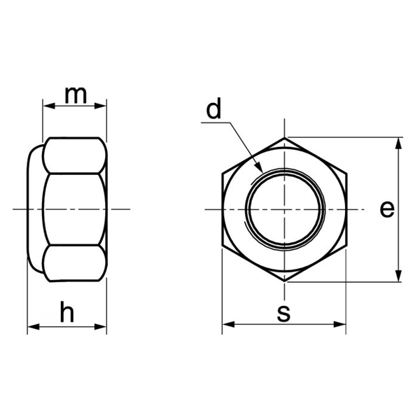 Écrou hexagonal indesserrable avec bague nylon - Diamètre 12 mm - DIN985 - Inox A2 - Boite de 100