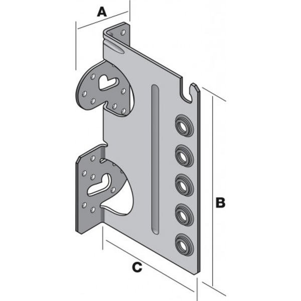 Étrier en âme intérieure CBH 60x220x113.5 mm épaisseur 2.5 mm