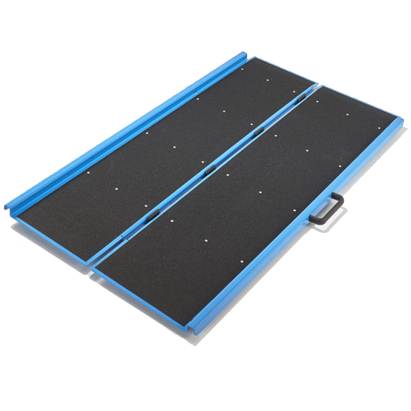 Rampe d'accès pliable en aluminium Mottez A380C13 avec carillon et panneau - longueur 136 cm - 450 kg max