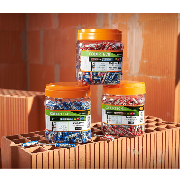 Cheville bi-matière universelle Spit Colortech sans vis - 8 x 50 mm - bidon de 250