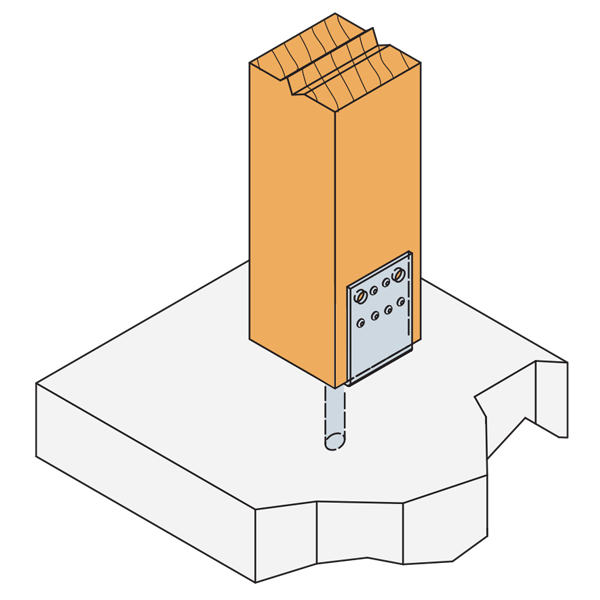 Pied de poteau en U à sceller PPD140/90G-R Simpson Strong - 140 MM x 90,0 MM