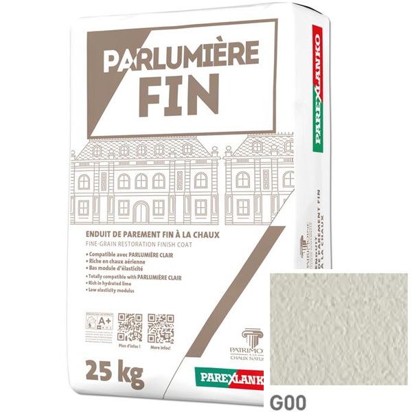 Enduit de parement à la chaux à grain fin Parexlanko Parlumière - Teinte G00 - Sac de 25 KG