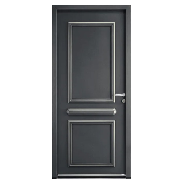 Porte d'entrée en acier laqué anthracite RAL7016 - Segovia 3 - serrure à relevage 4 rouleaux + 2 pênes centraux - Poussant gauche