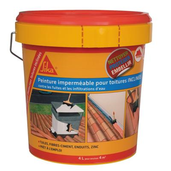 Peinture imperméable pour toiture inclinée Sikagard prêt à l'emploi terre cuite seau de 4 litres