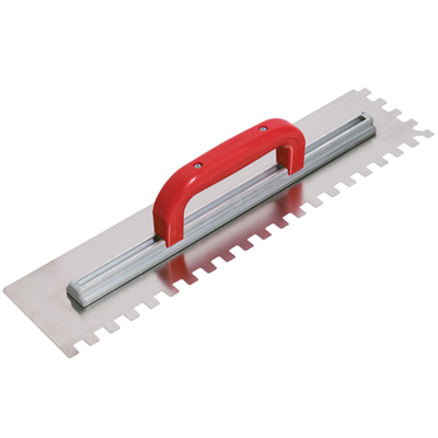 Peigne à colle pour carreleur Taliaplast avec lame inox à dents carrées de 12 mm et poignée fermée - 49 x 11,5 cm