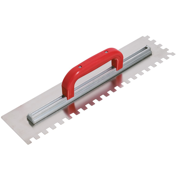 Peigne à colle pour carreleur Taliaplast avec lame inox à dents carrées de 12 mm et poignée fermée - 49 x 11,5 cm