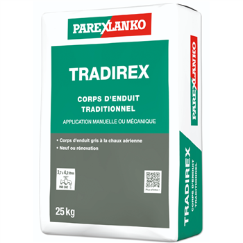 Corps d'enduit traditionnel gris à la chaux aérienne TRADIREX - Sac de 25 KG