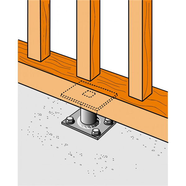Petit pied de poteau hauteur 50 mm platines 90x70 mm
