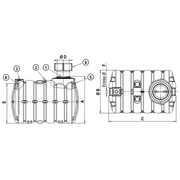 CUVE STOCK EAU ENTERREE 5000L PE