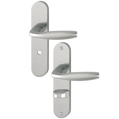 Poignée de porte clé à condamnation New York Hoppe - porte 40mm carré 7mm - Alu aspect inox