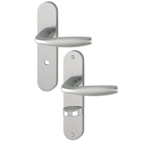 Ensemble poignée de porte clé à condamnation New York Hoppe - porte 40mm carré 7mm - Alu aspect inox