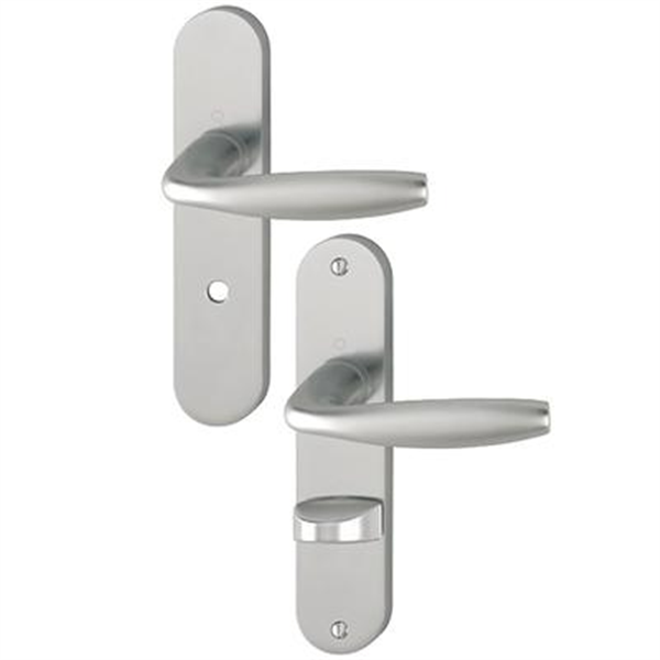 Poignée de porte clé à condamnation New York Hoppe - porte 40mm carré 7mm - Alu aspect inox