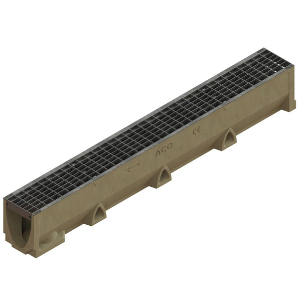 ACO SELF 100 BP HAUTEUR 145MM GRILLE CAILLEBOTIS ACIER GALVANISE B125