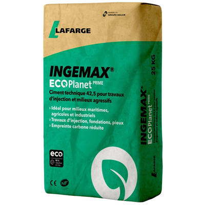 Ciment technique bas carbone pour travaux d'injection et milieux agressifs - Ingemax ECOPlanet Prime CEM III/B 42,5 N - LH/SR CE PM NF - sac de 25,0 KG