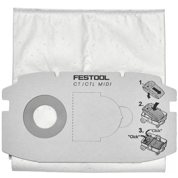 Sac Filtre SelfClean Festool Pour Aspirateur CTL MIDI - Lot De 5 - Nettoyage Automatique Poussière - 498411