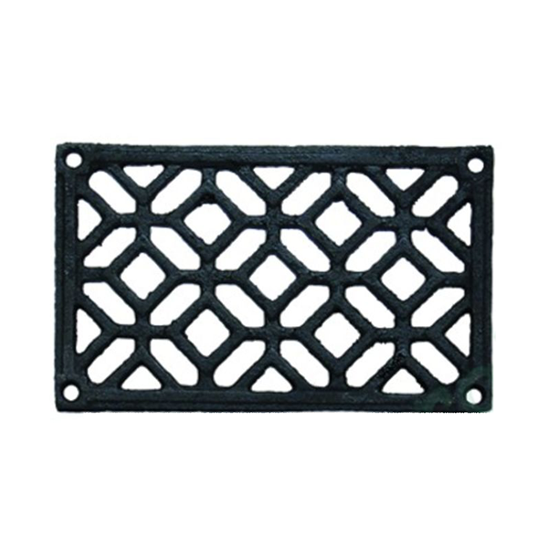 Grille d'aération en fonte noire - Autogyre - Pose en applique - Format rectangle 240 x 120 mm