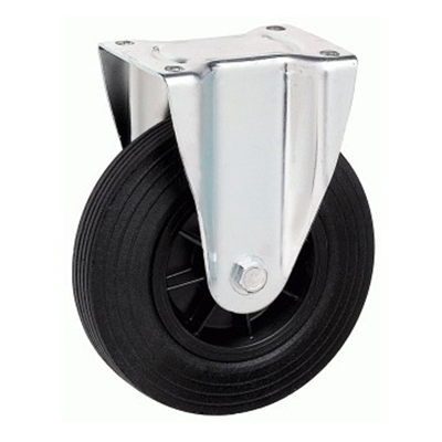 Roue standard fixe caoutchouc noir diamètre 200 mm