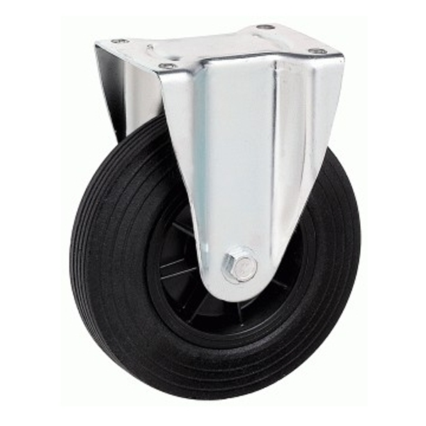 Roue standard fixe caoutchouc noir diamètre 200 mm