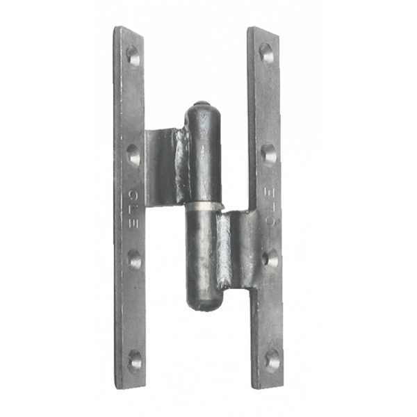 Paumelle picarde coudée à bouts carrés - bague laiton - sens droit -  nœud Ø 18 mm  -190 x 80 x 100 mm