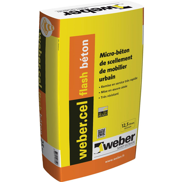Micro-béton de scellement de mobilier urbain Webercel Flash béton