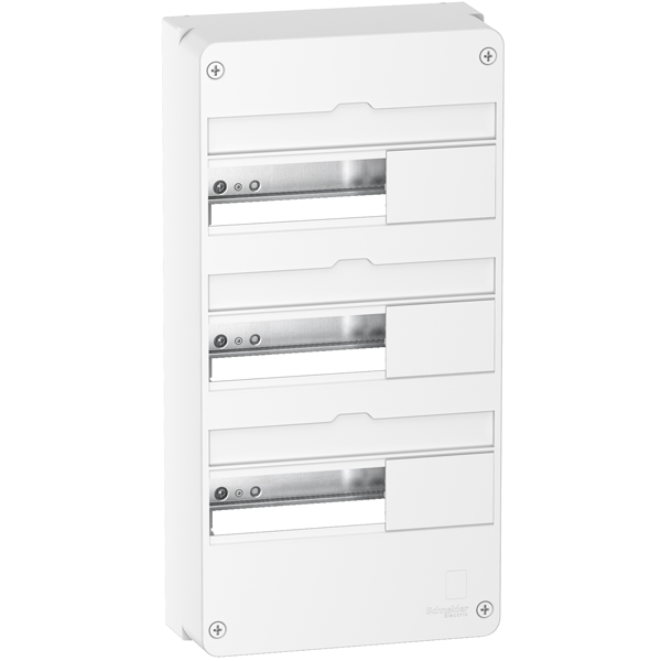 Coffret de répartition électrique en saillie Schneider Resi9 - trois rangées de 13 modules - blanc