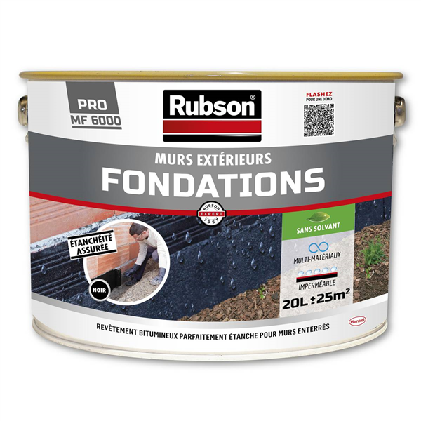 RUBSON Revêtement d'étanchéité Murs Extérieurs MF 6000 Noir 20l
