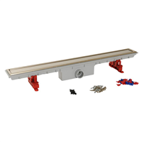 Caniveau de douche Docia pour grille 50 mm avec grille réversible Inox - ø femelle 40 mm - 95 x 790 mm