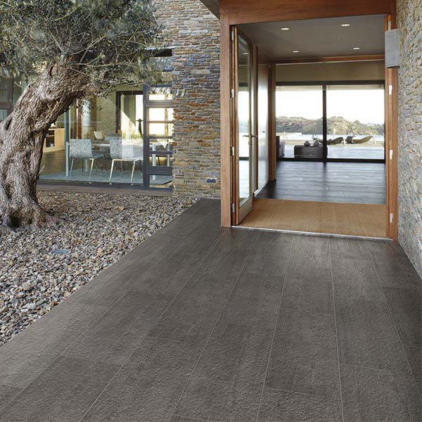 Carrelage sol extérieur effet pierre KALÉIDO GRIP - Grigio - 60 CM x 30 CM - Ép.9 MM